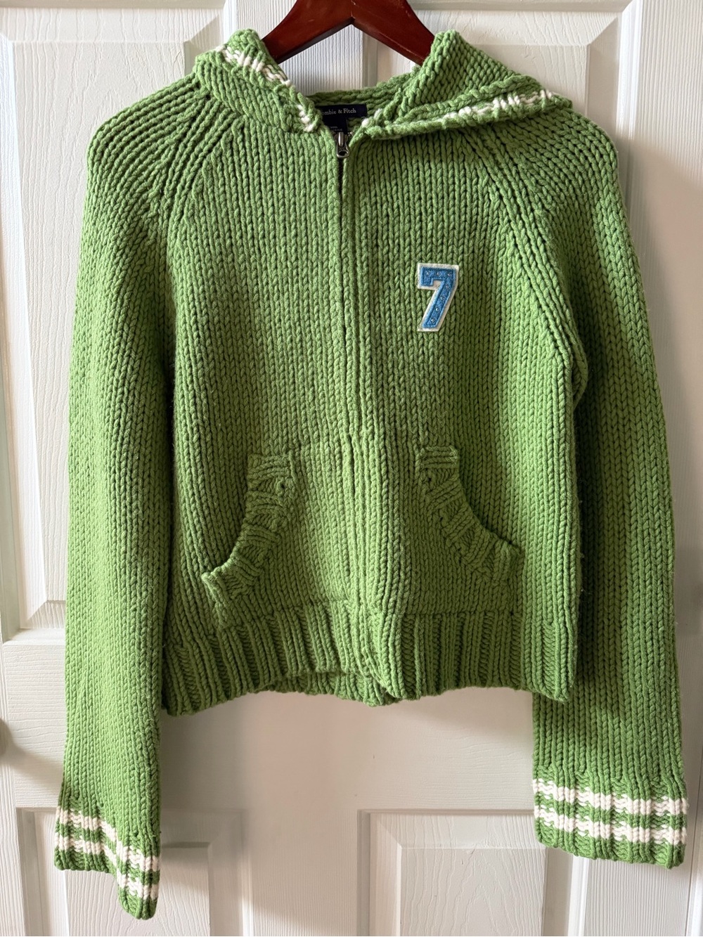 Abercrombie & Fitch Lime Green Chunky Knit Zip Cardigan